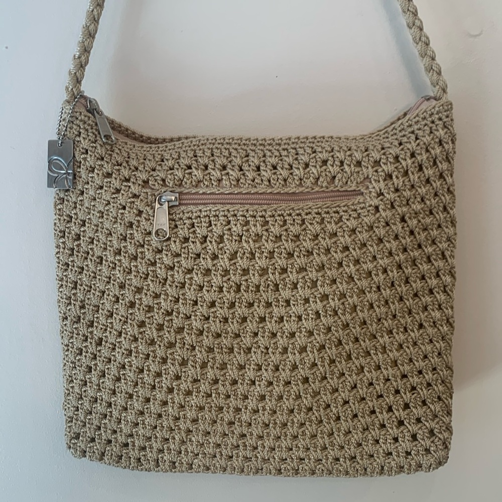 Lina beige crocheted shoulder bag